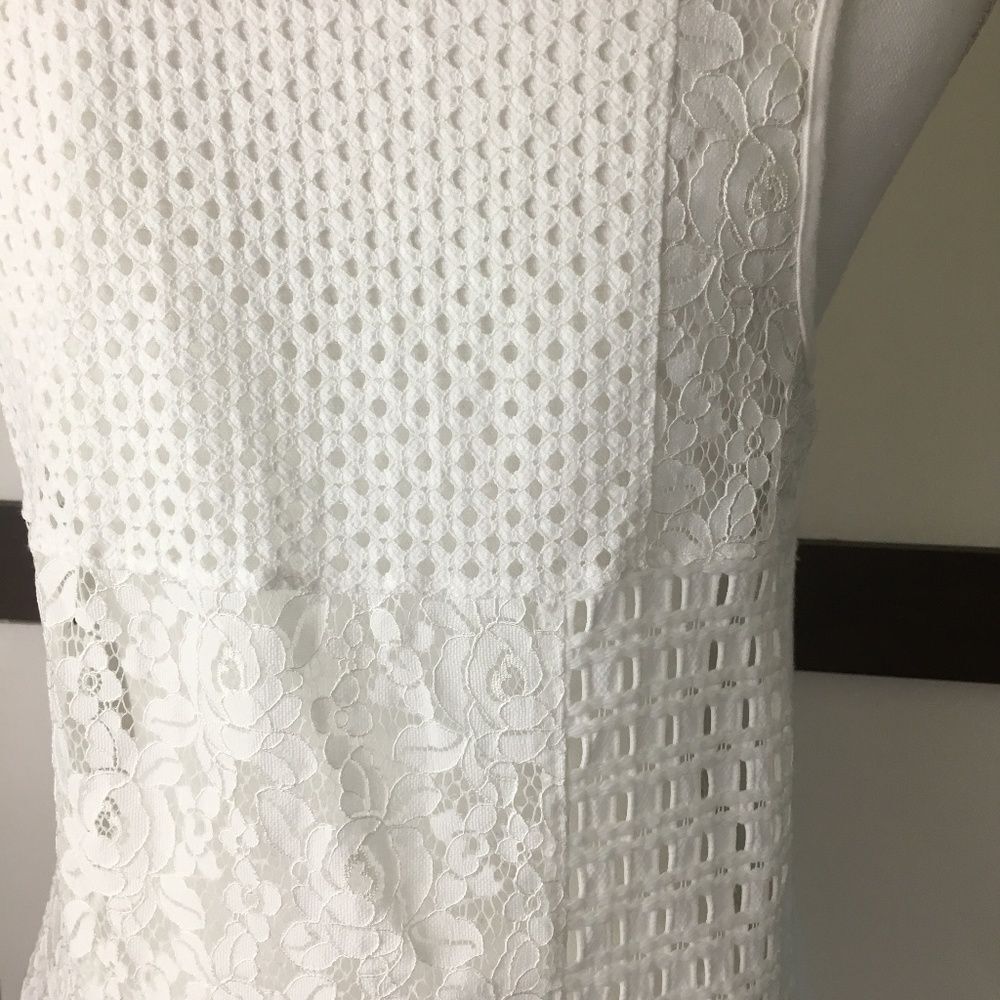 Red Haute White Lace Sleeveless Stretch Tank Top womens S Casual Summer - Picture 6 of 8